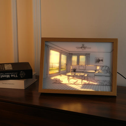 Dog Sunbathing Mural Art Lamp | Wood & Acrylic | Warm, Neutral, Cool Light
