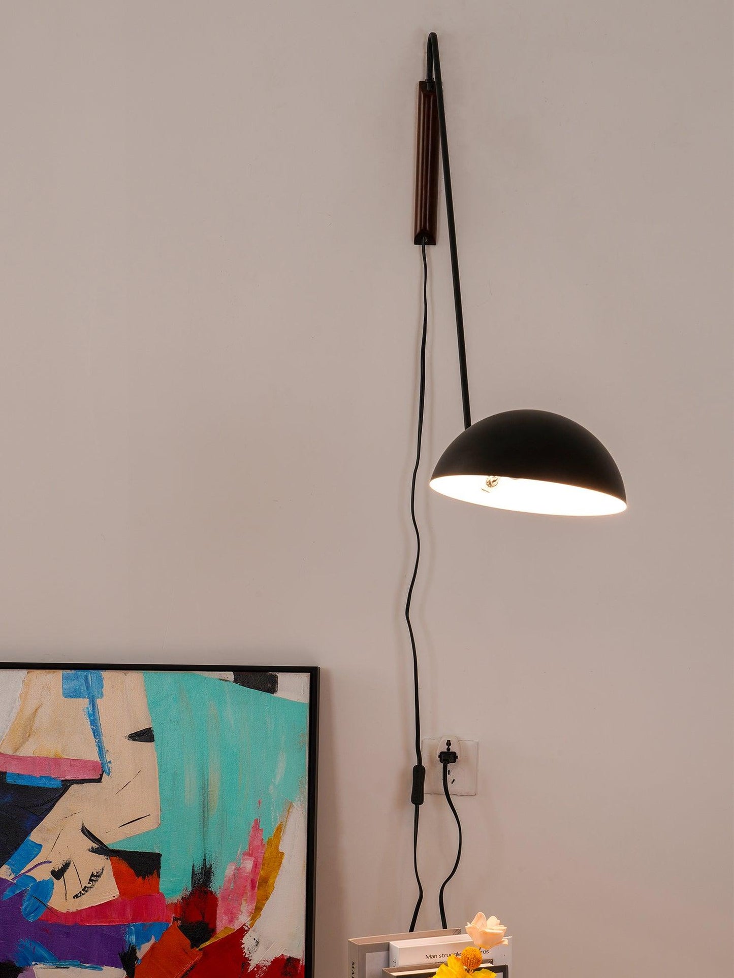Swing Dome Wall Light Set | Wood & Aluminum | White and Black Finish