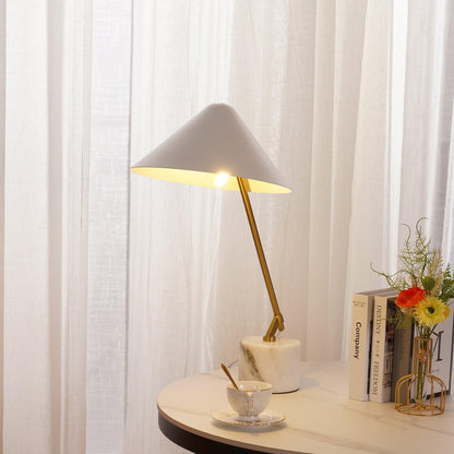 Minimalist Desk Lamp | White Aluminum Shade | Adjustable Steel Arm
