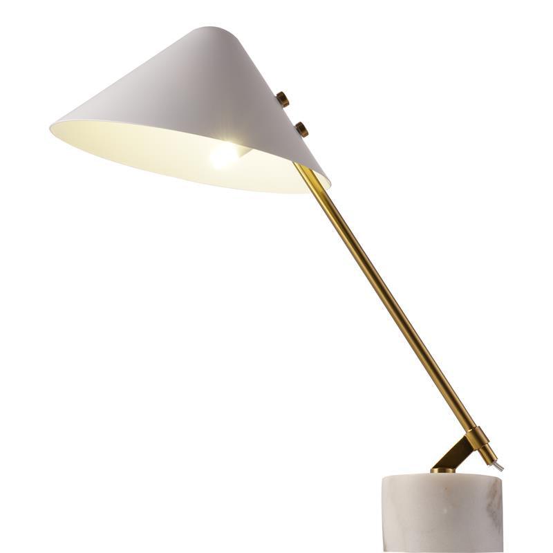 Minimalist Desk Lamp | White Aluminum Shade | Adjustable Steel Arm