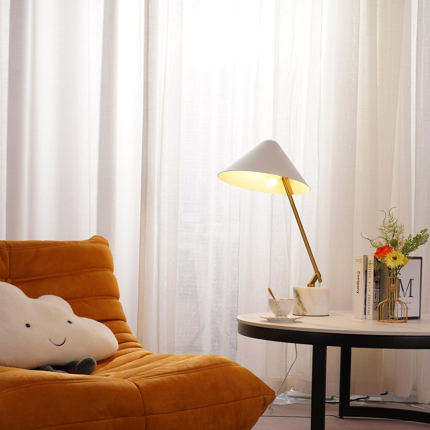 Minimalist Desk Lamp | White Aluminum Shade | Adjustable Steel Arm