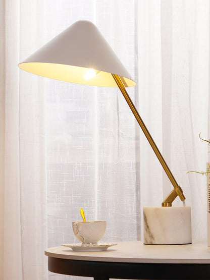Minimalist Desk Lamp | White Aluminum Shade | Adjustable Steel Arm
