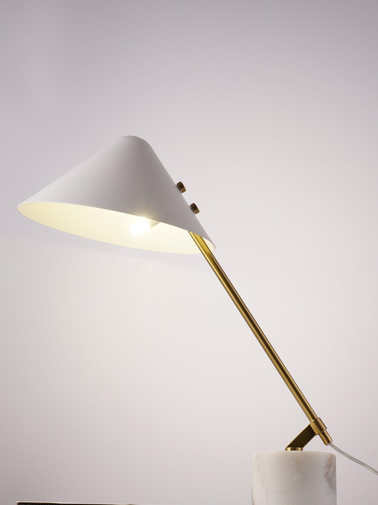 Minimalist Desk Lamp | White Aluminum Shade | Adjustable Steel Arm