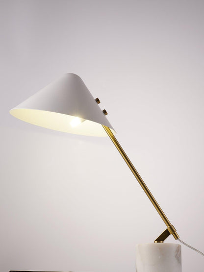 Minimalist Desk Lamp | White Aluminum Shade | Adjustable Steel Arm