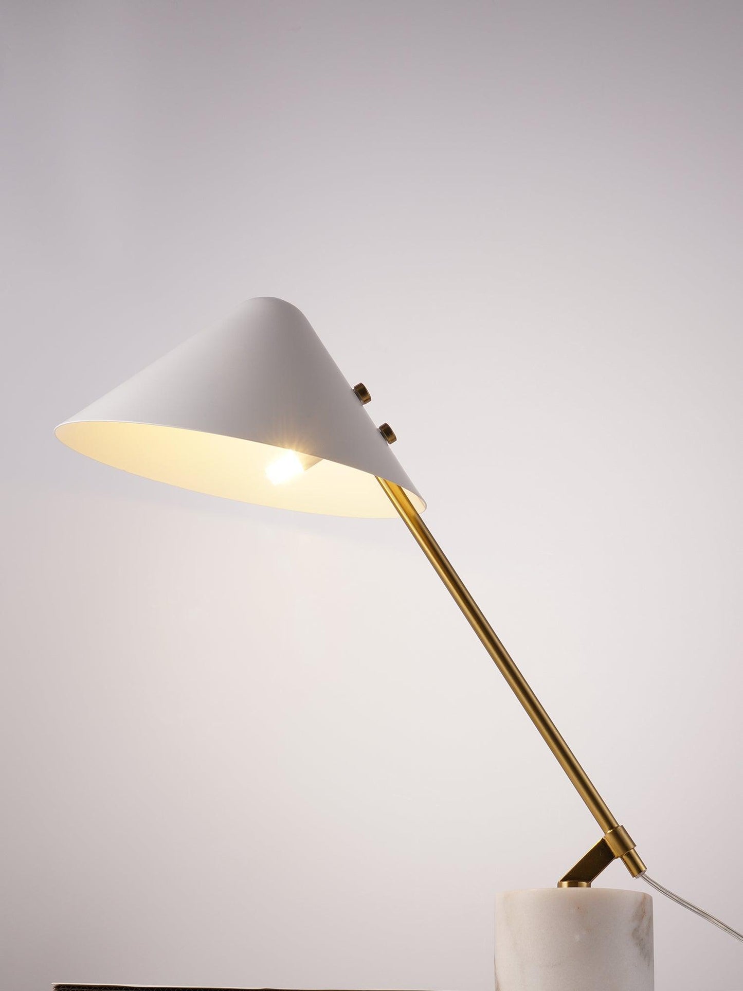 Minimalist Desk Lamp | White Aluminum Shade | Adjustable Steel Arm