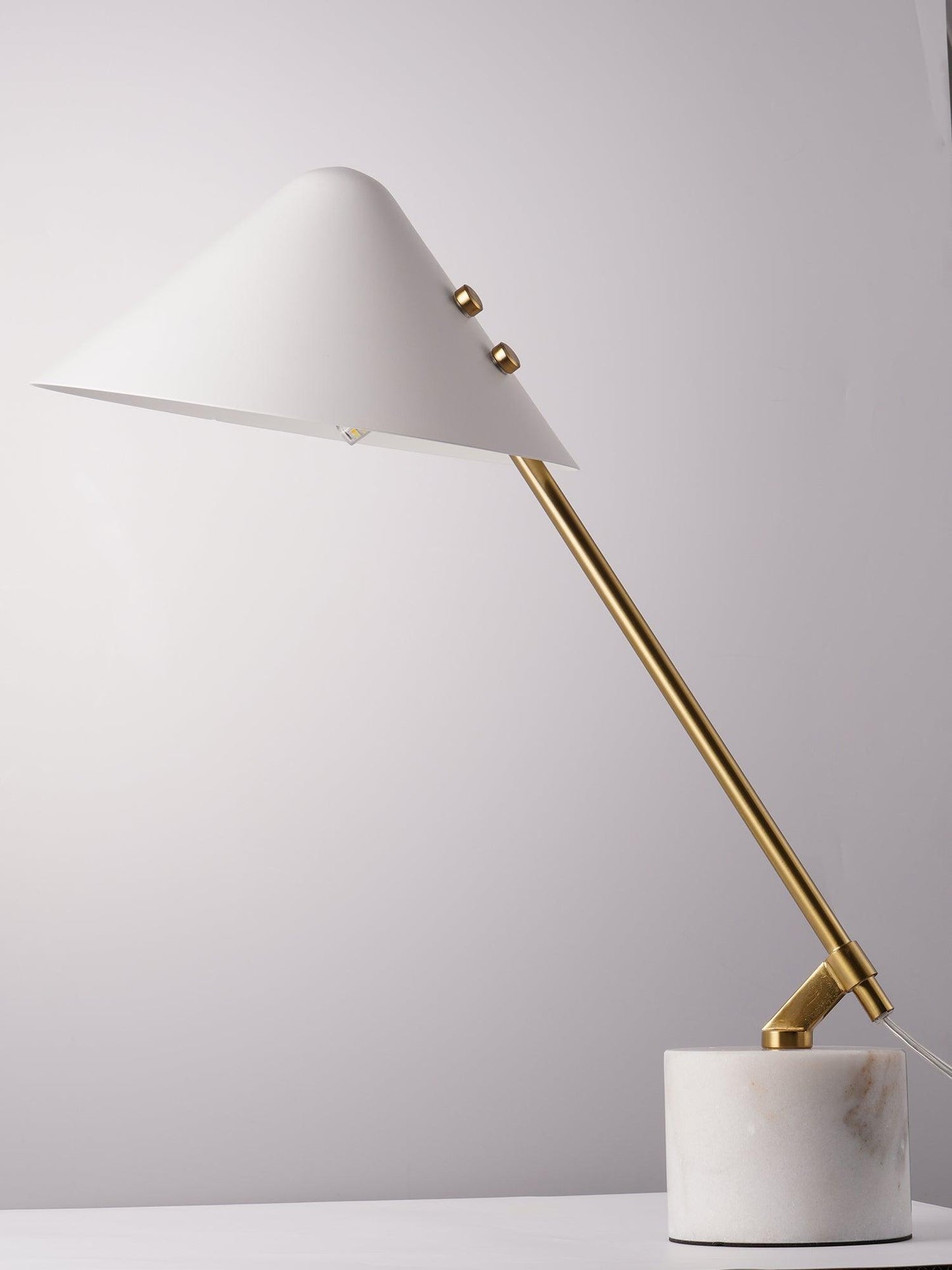 Minimalist Desk Lamp | White Aluminum Shade | Adjustable Steel Arm