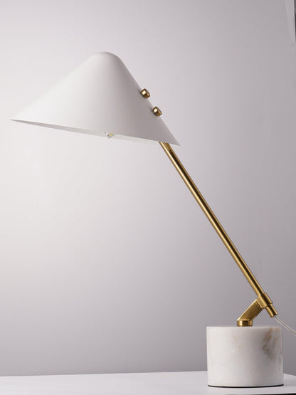 Minimalist Desk Lamp | White Aluminum Shade | Adjustable Steel Arm