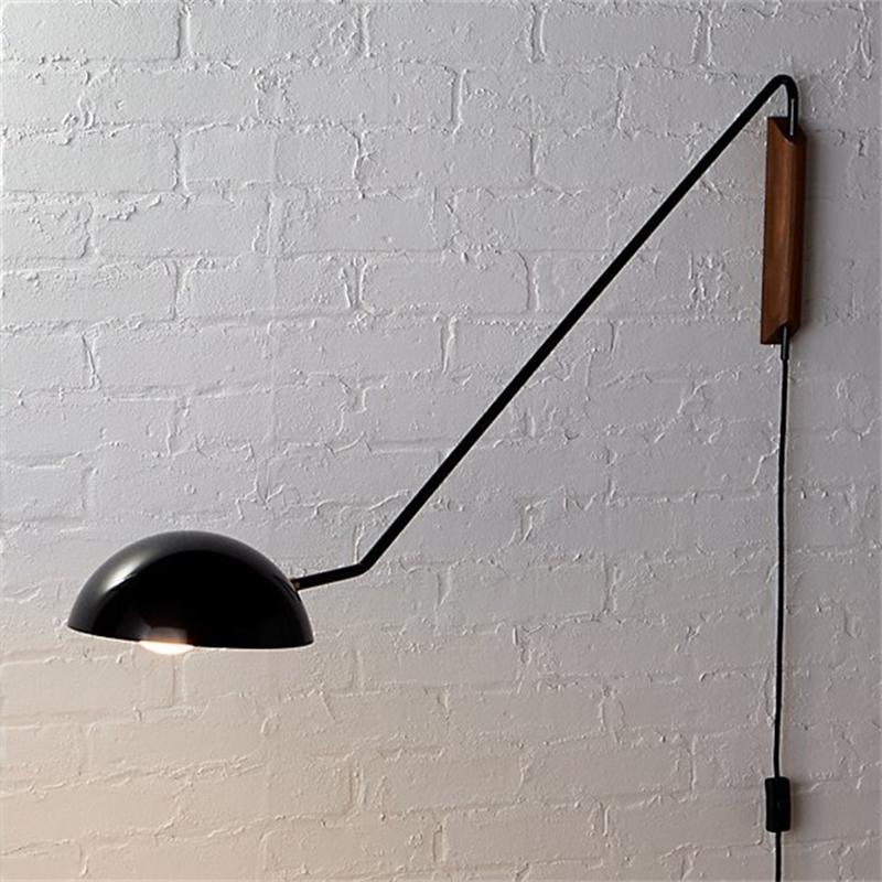 Swing Dome Wall Light Set | Wood & Aluminum | White and Black Finish