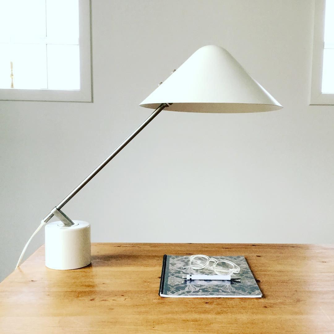 Minimalist Desk Lamp | White Aluminum Shade | Adjustable Steel Arm