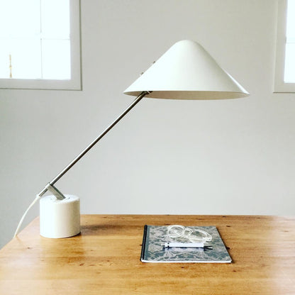 Minimalist Desk Lamp | White Aluminum Shade | Adjustable Steel Arm