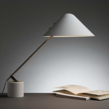 Minimalist Desk Lamp | White Aluminum Shade | Adjustable Steel Arm