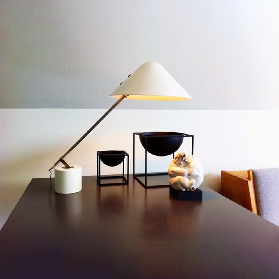 Minimalist Desk Lamp | White Aluminum Shade | Adjustable Steel Arm