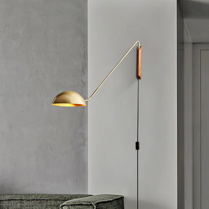 Swing Dome Wall Light Set | Wood & Aluminum | White and Black Finish