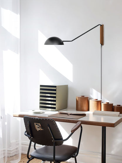 Swing Dome Wall Light Set | Wood & Aluminum | White and Black Finish
