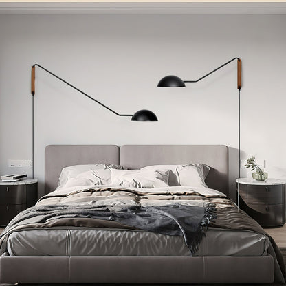Swing Dome Wall Light Set | Wood & Aluminum | White and Black Finish