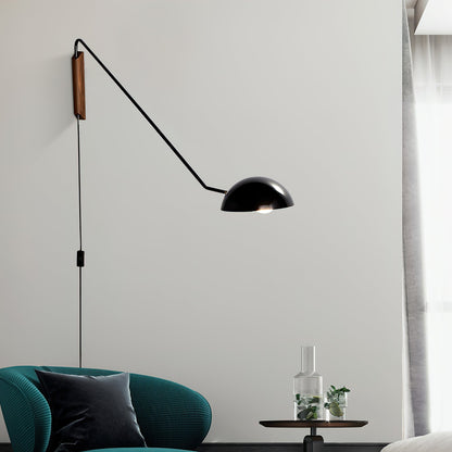 Swing Dome Wall Light Set | Wood & Aluminum | White and Black Finish