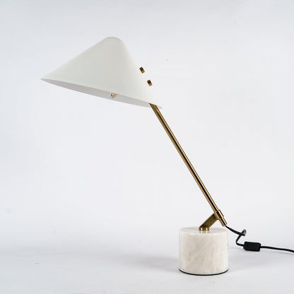 Minimalist Desk Lamp | White Aluminum Shade | Adjustable Steel Arm