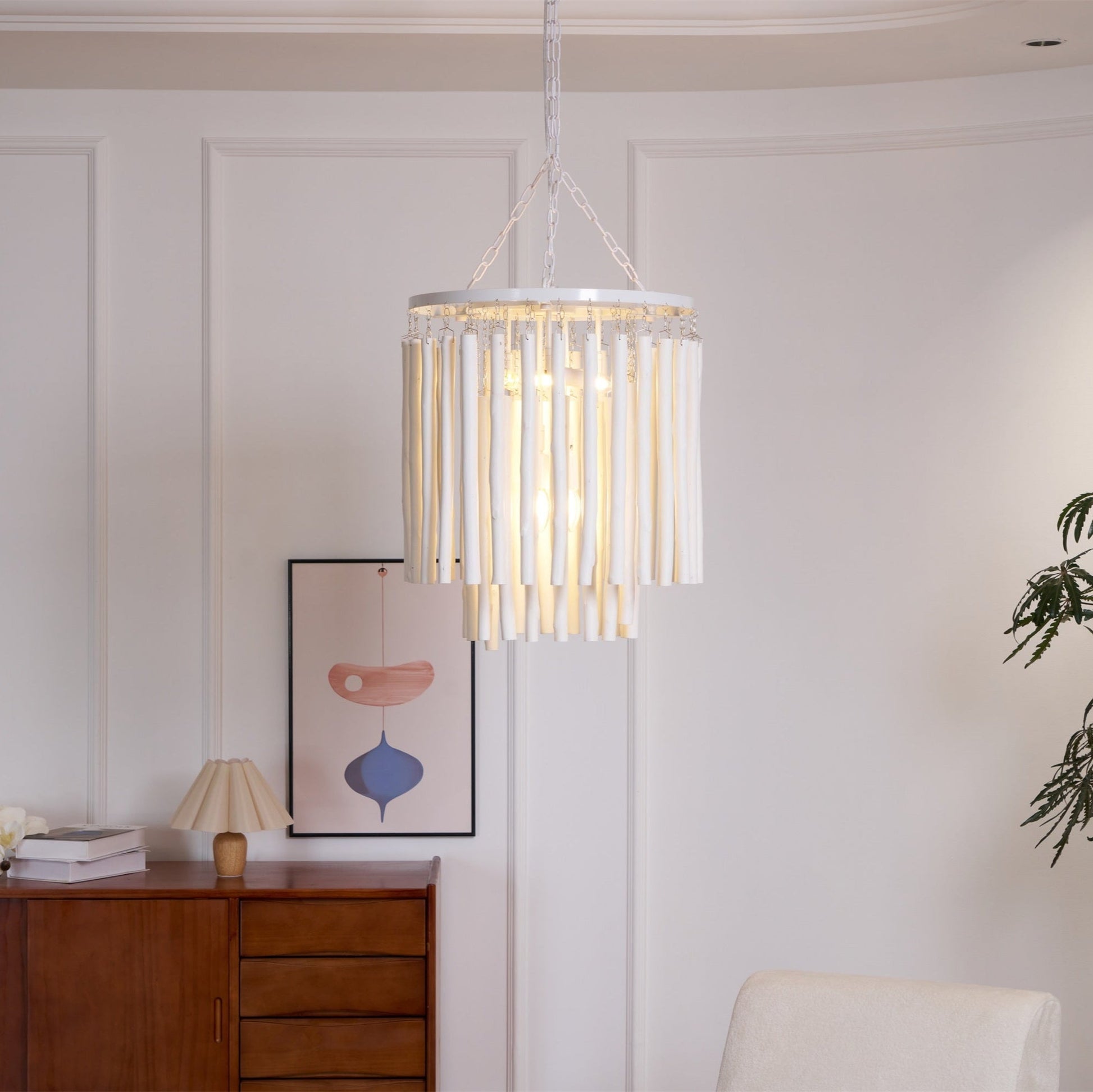 Swinton Chandelier | White Wood & Metal | Multiple Head Options