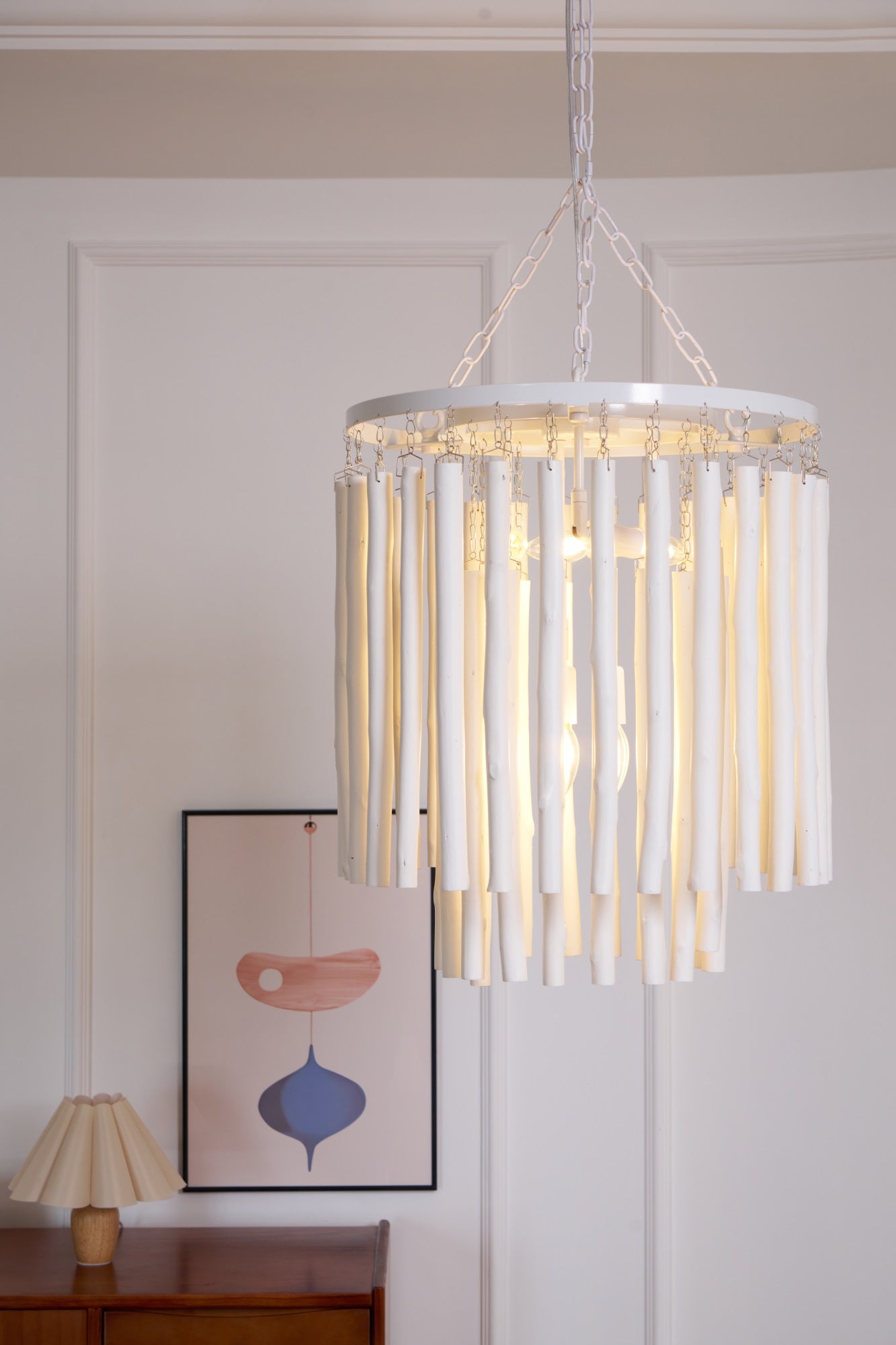Swinton Chandelier | White Wood & Metal | Multiple Head Options