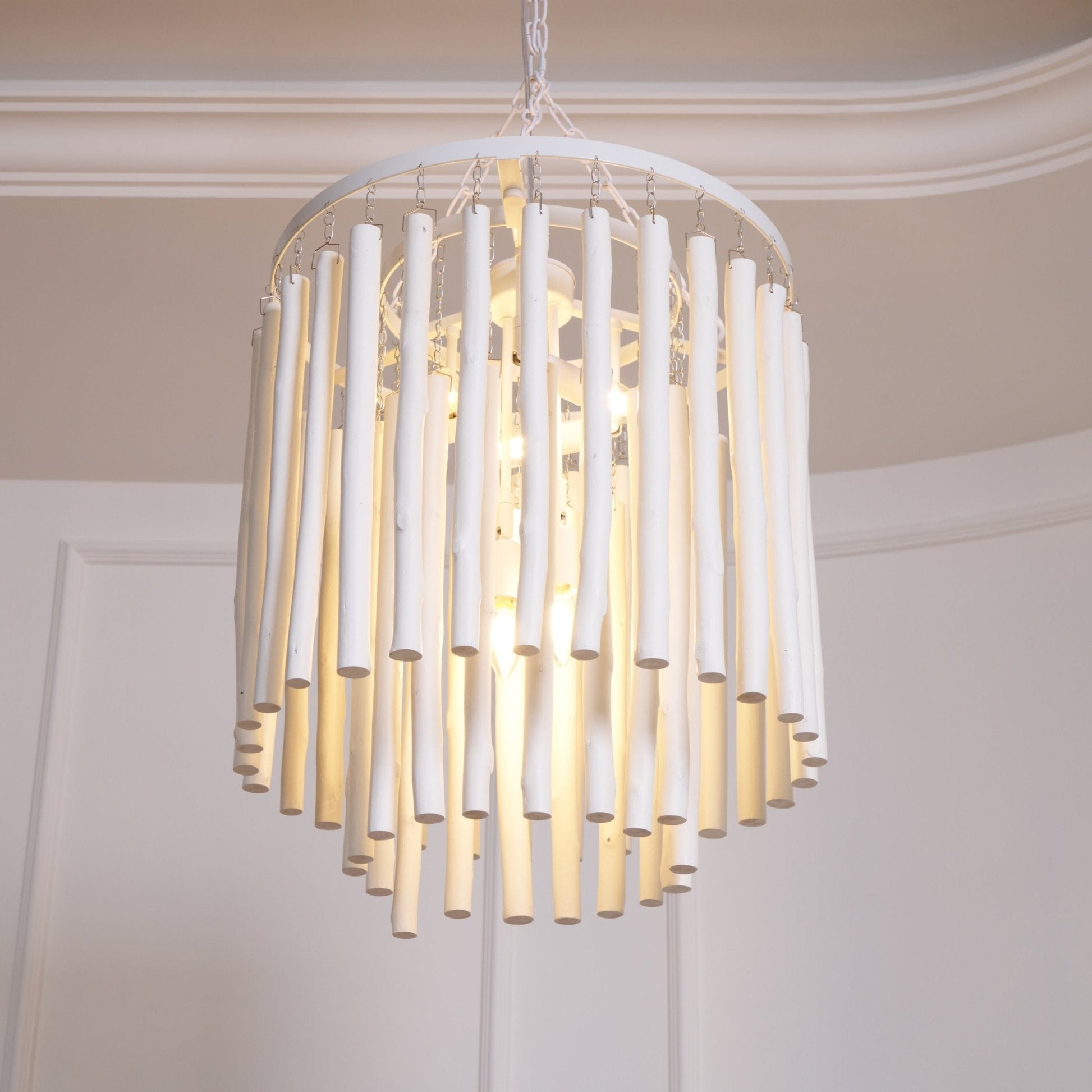 Swinton Chandelier | White Wood & Metal | Multiple Head Options