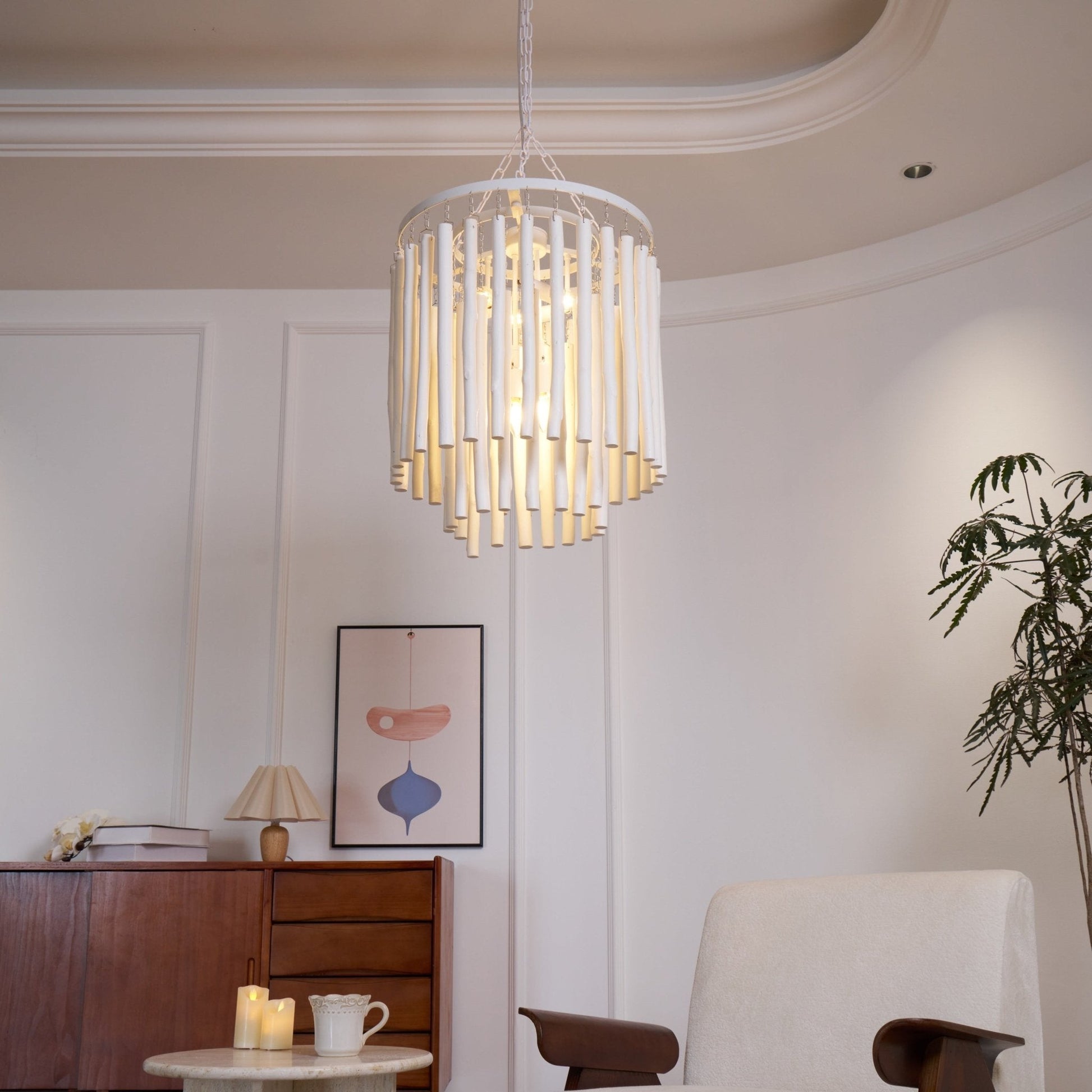 Swinton Chandelier | White Wood & Metal | Multiple Head Options