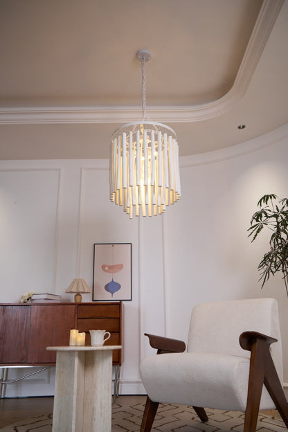 Swinton Chandelier | White Wood & Metal | Multiple Head Options