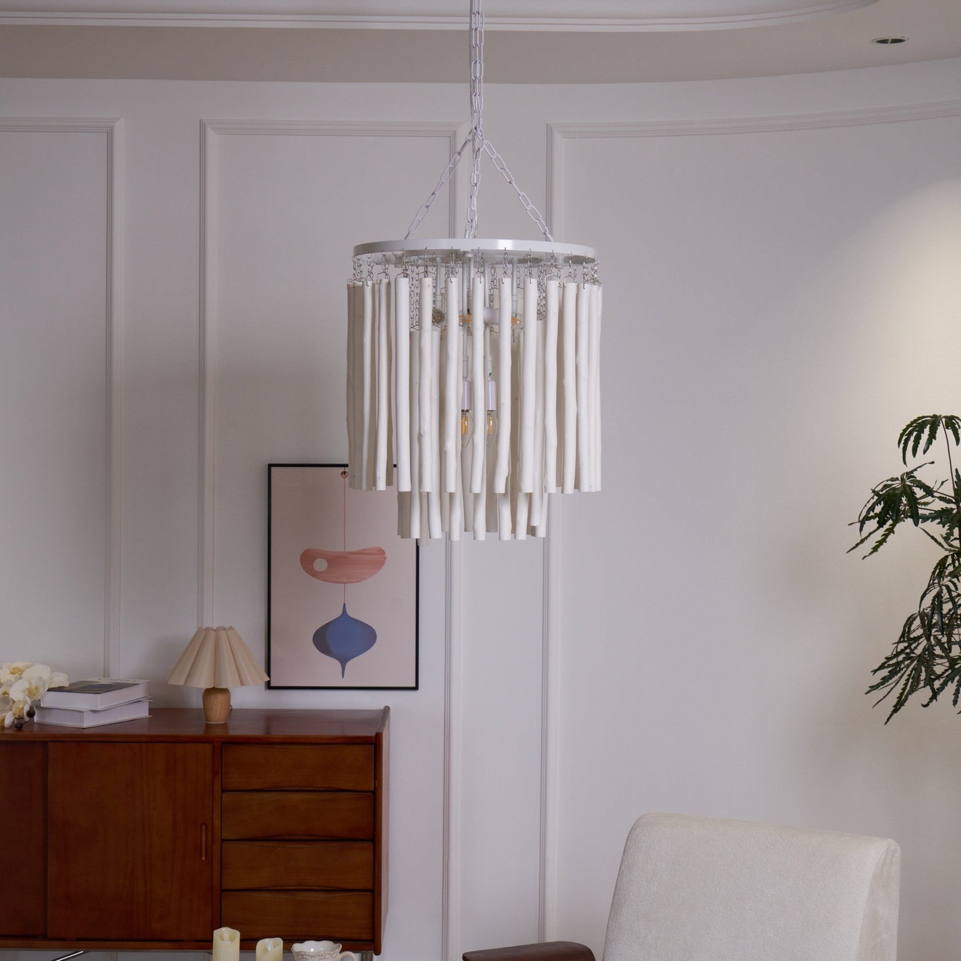 Swinton Chandelier | White Wood & Metal | Multiple Head Options