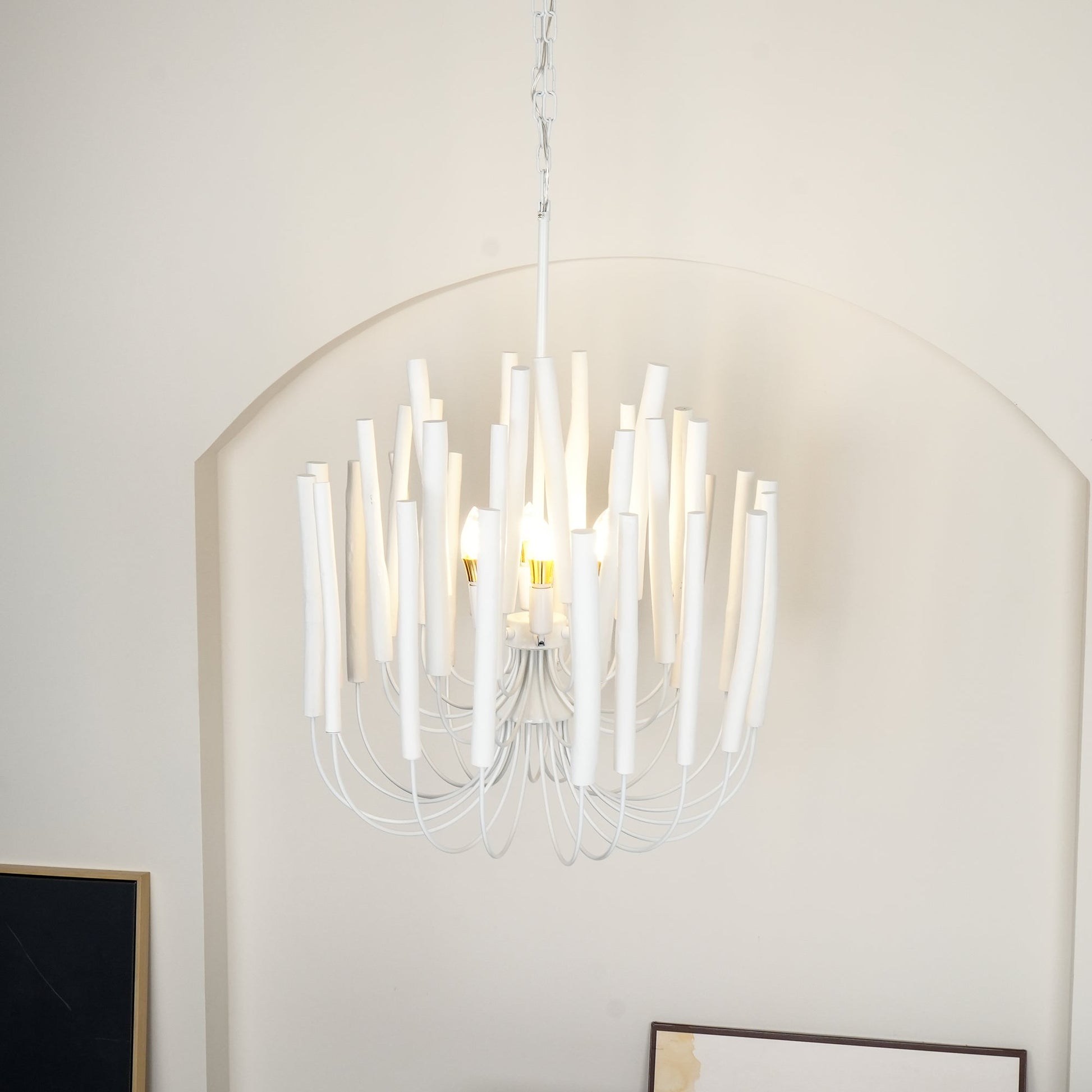 Swinton Chandelier | White Wood & Metal | Multiple Head Options