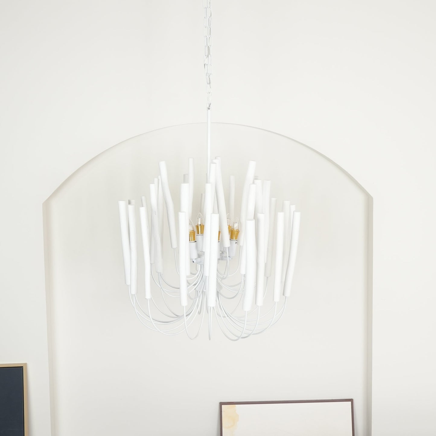 Swinton Chandelier | White Wood & Metal | Multiple Head Options