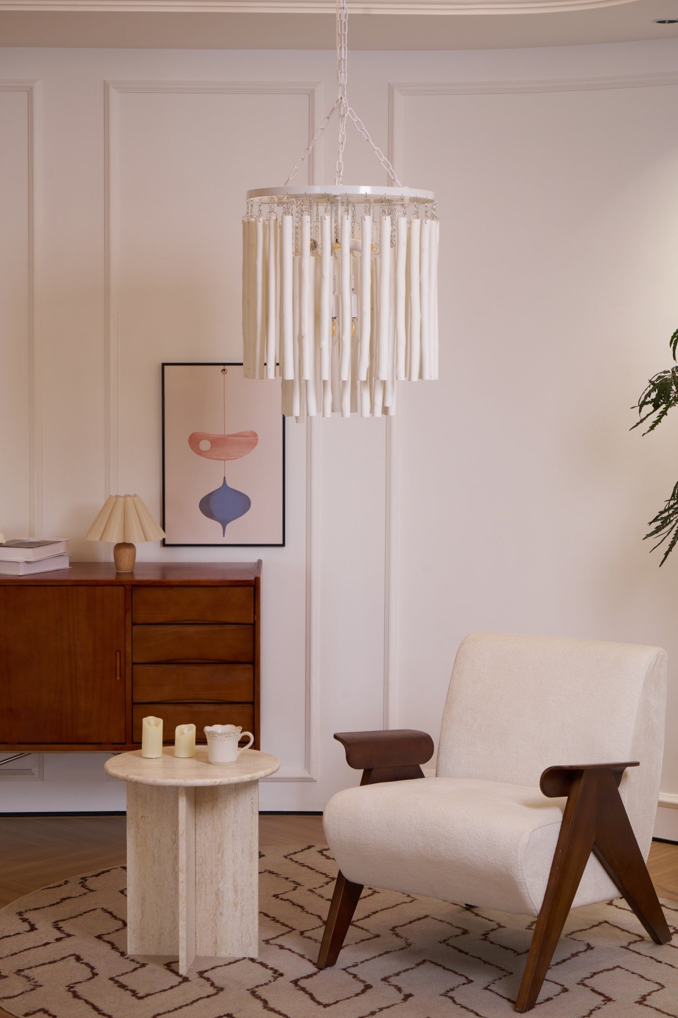 Swinton Chandelier | White Wood & Metal | Multiple Head Options