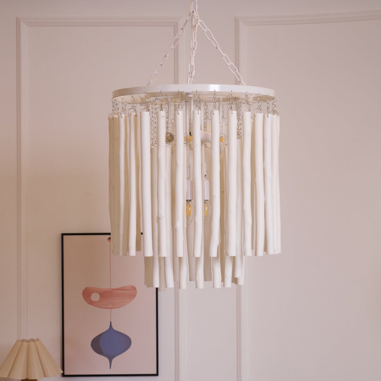 Swinton Chandelier | White Wood & Metal | Multiple Head Options