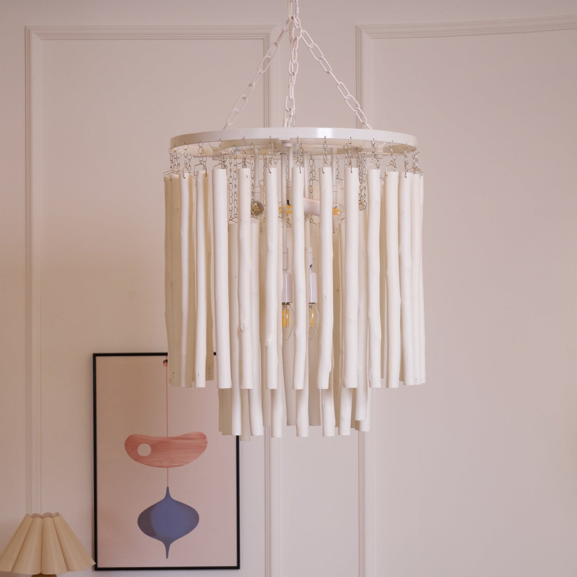 Swinton Chandelier | White Wood & Metal | Multiple Head Options