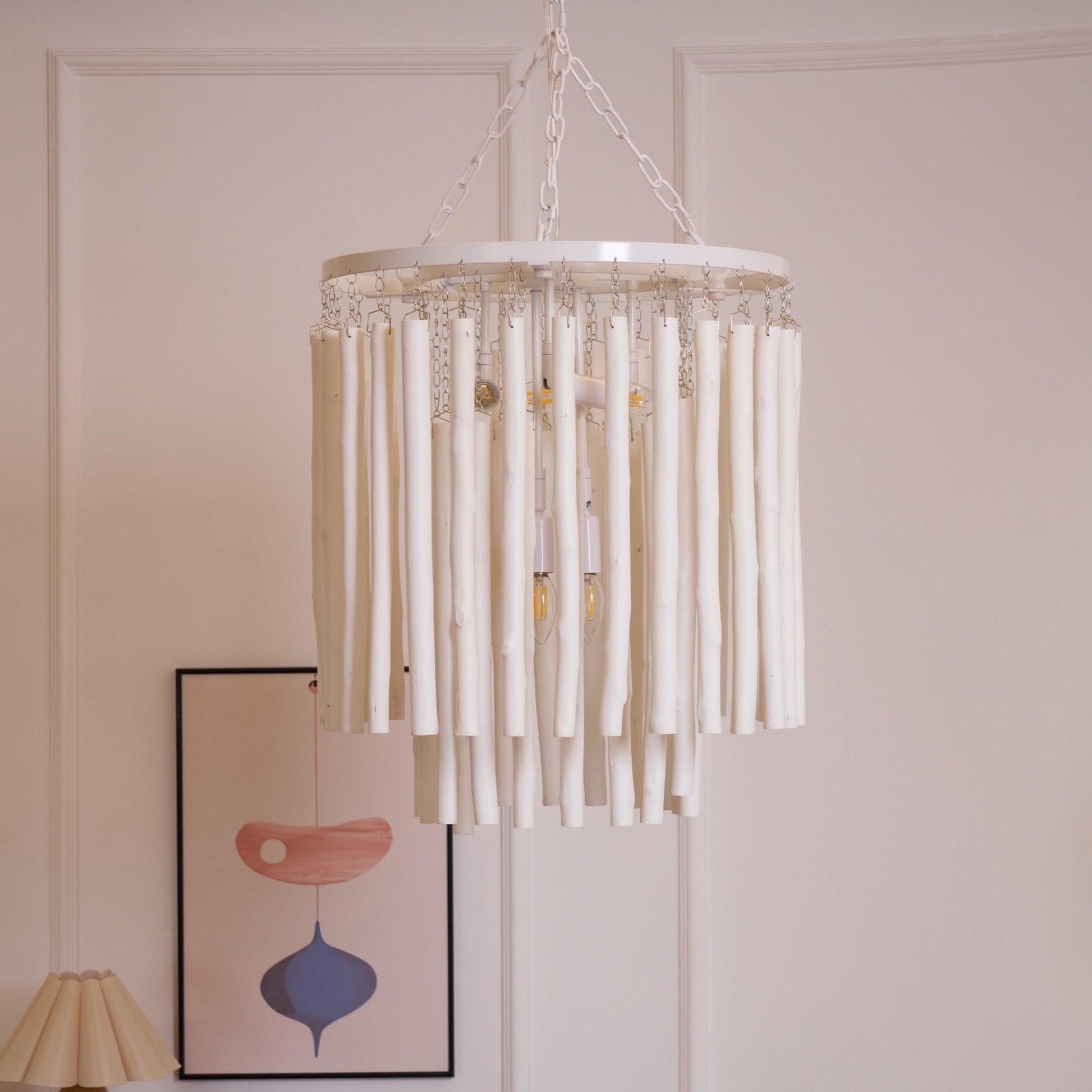 Swinton Chandelier | White Wood & Metal | Multiple Head Options