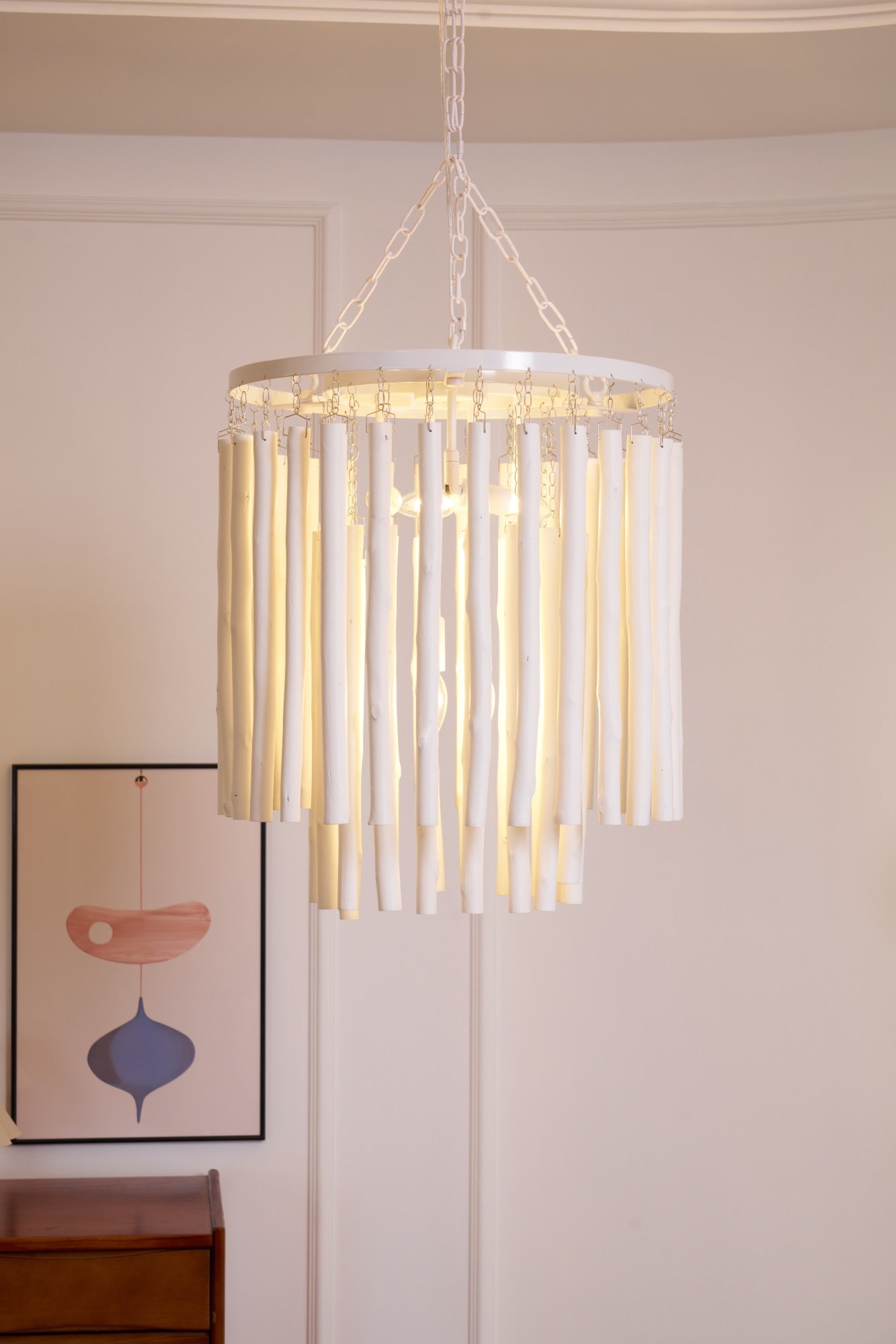 Swinton Chandelier | White Wood & Metal | Multiple Head Options