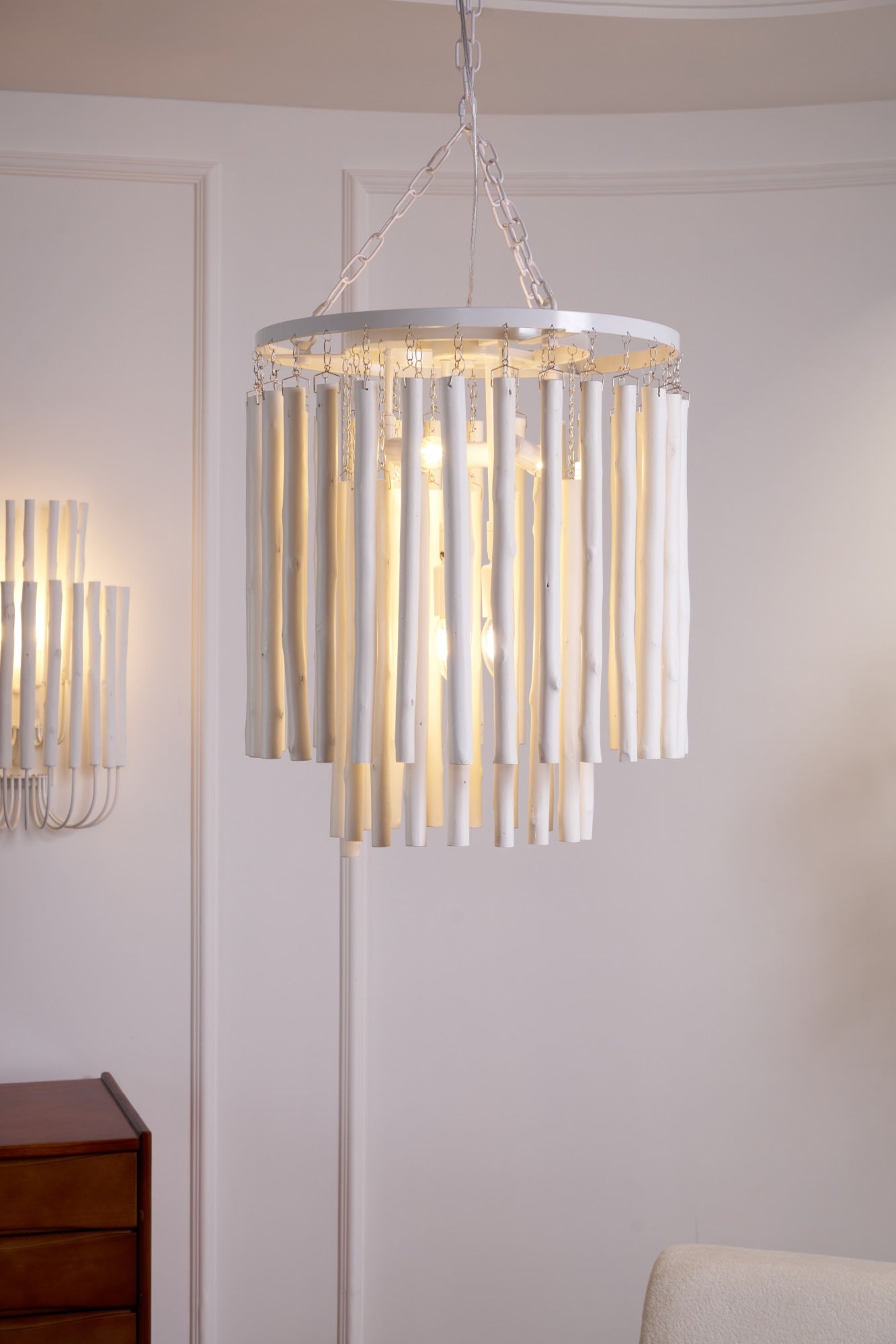 Swinton Chandelier | White Wood & Metal | Multiple Head Options