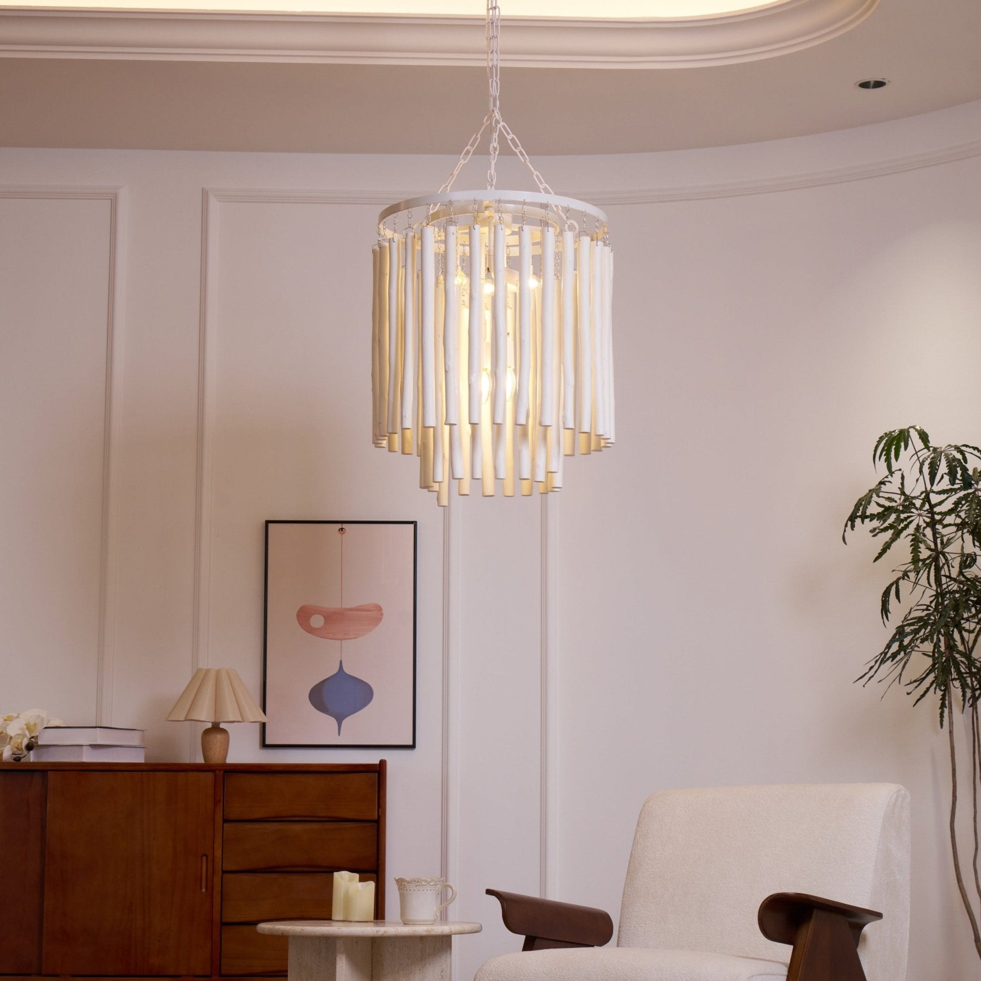 Swinton Chandelier | White Wood & Metal | Multiple Head Options