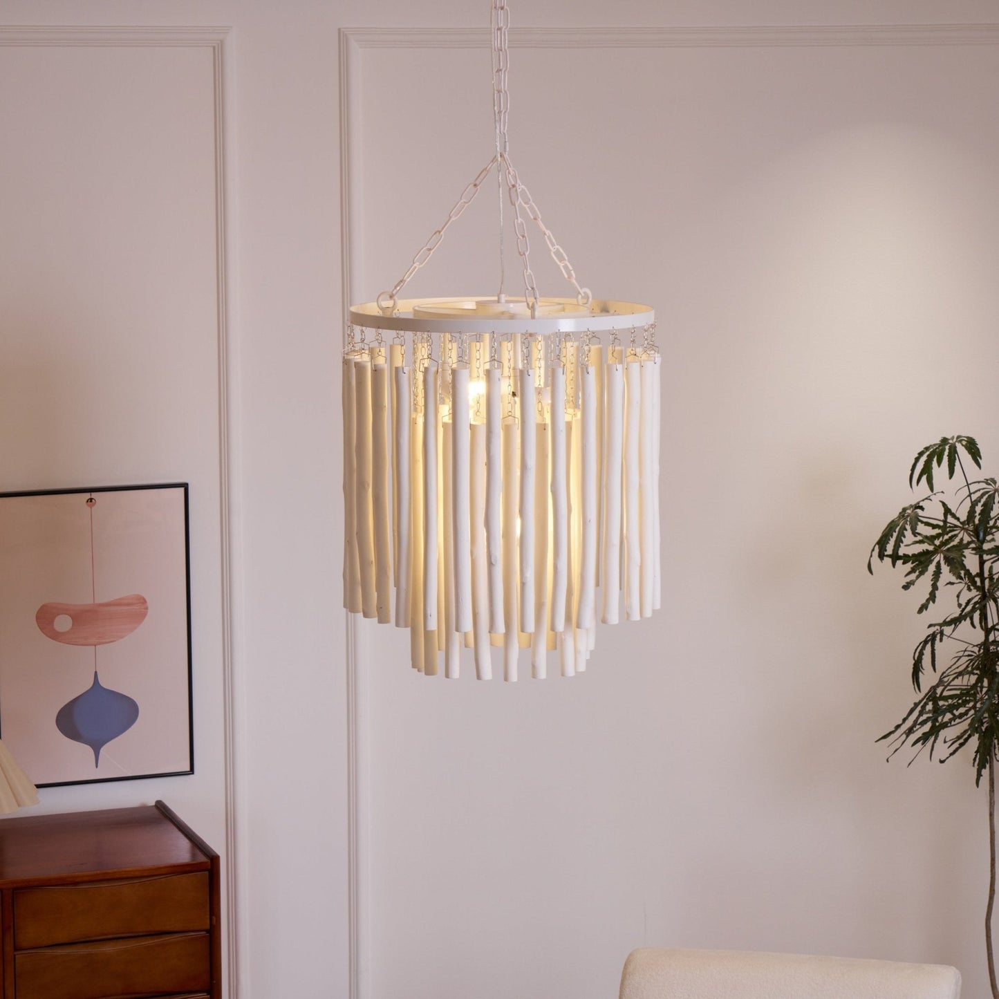 Swinton Chandelier | White Wood & Metal | Multiple Head Options