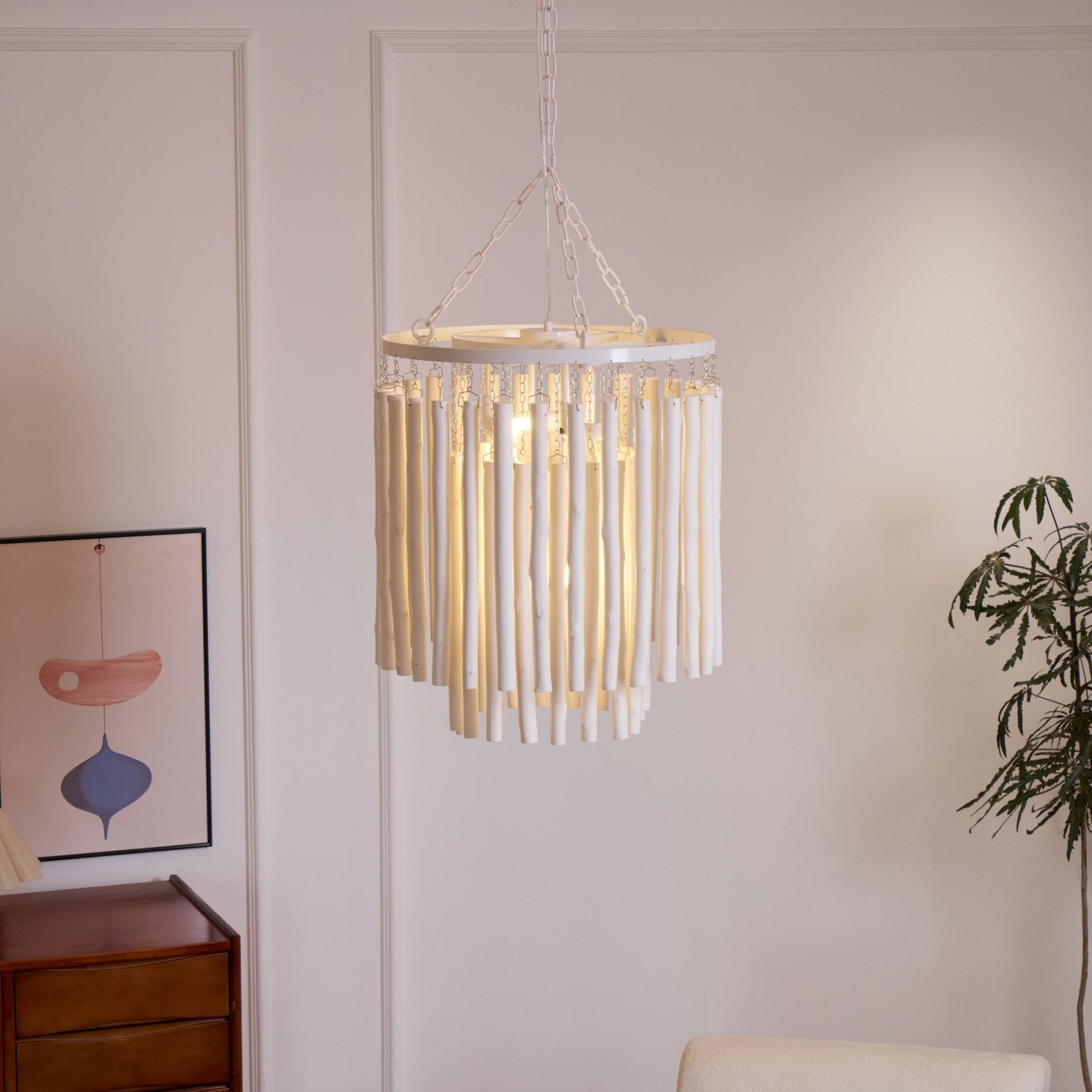 Swinton Chandelier | White Wood & Metal | Multiple Head Options