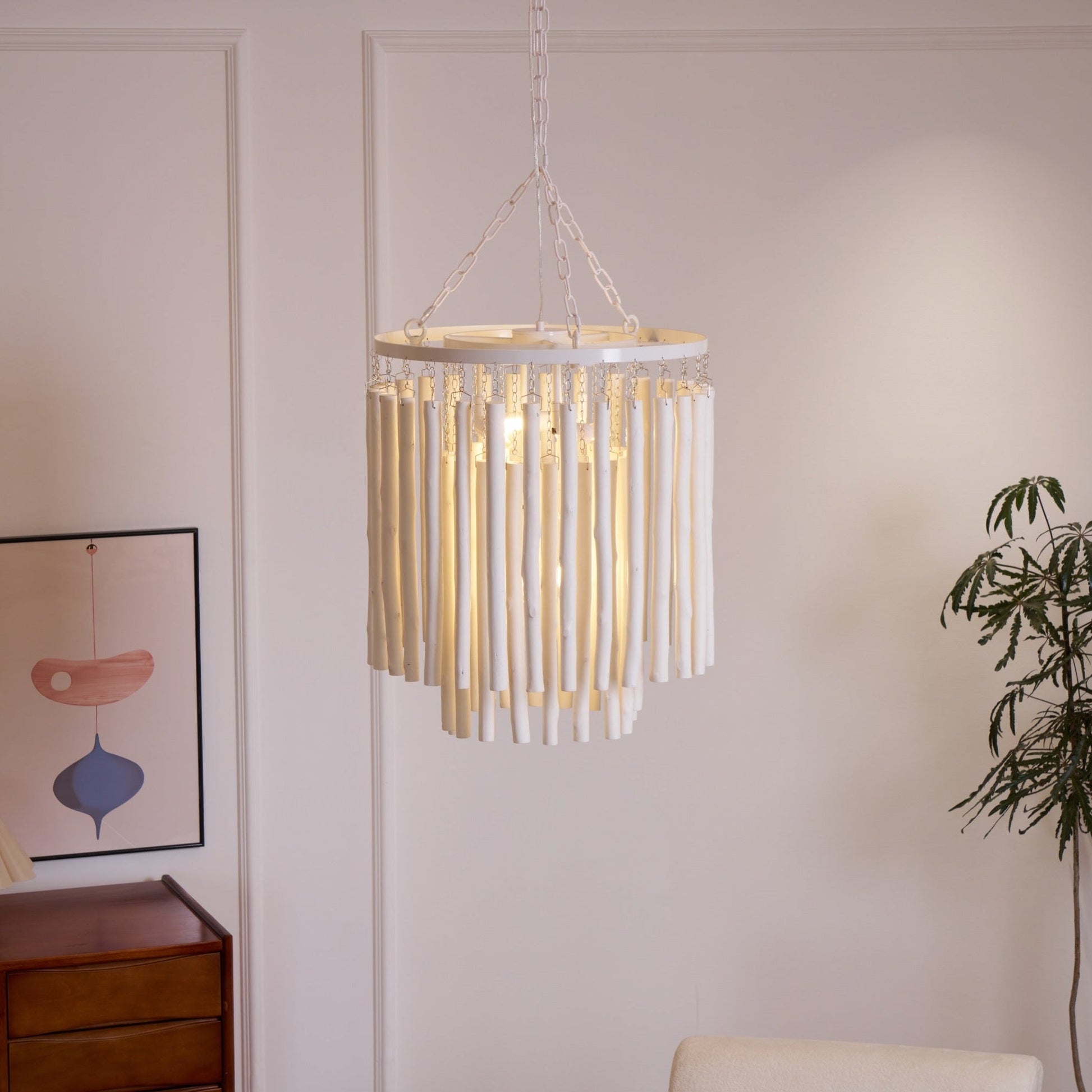 Swinton Chandelier | White Wood & Metal | Multiple Head Options