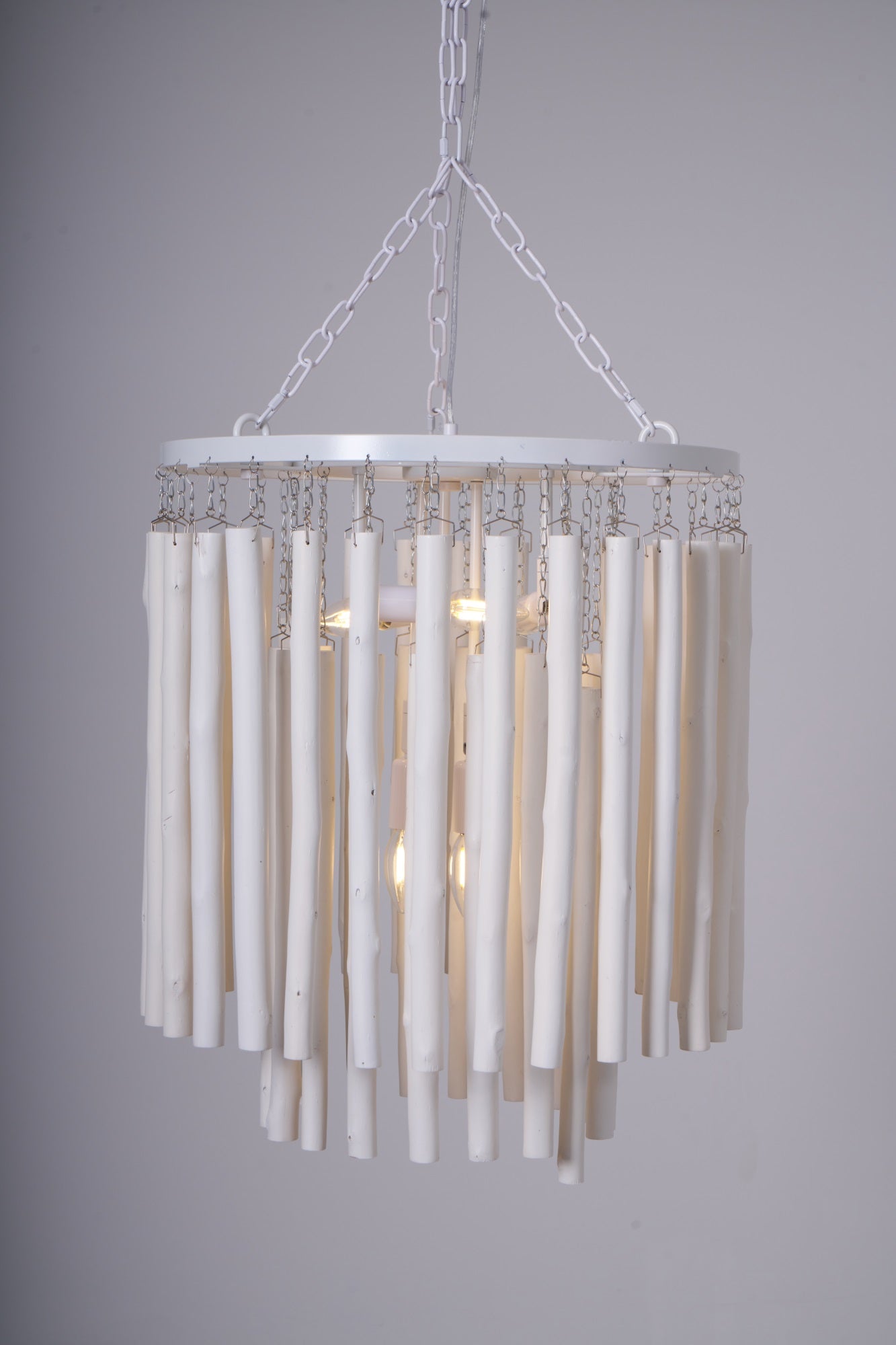 Swinton Chandelier | White Wood & Metal | Multiple Head Options