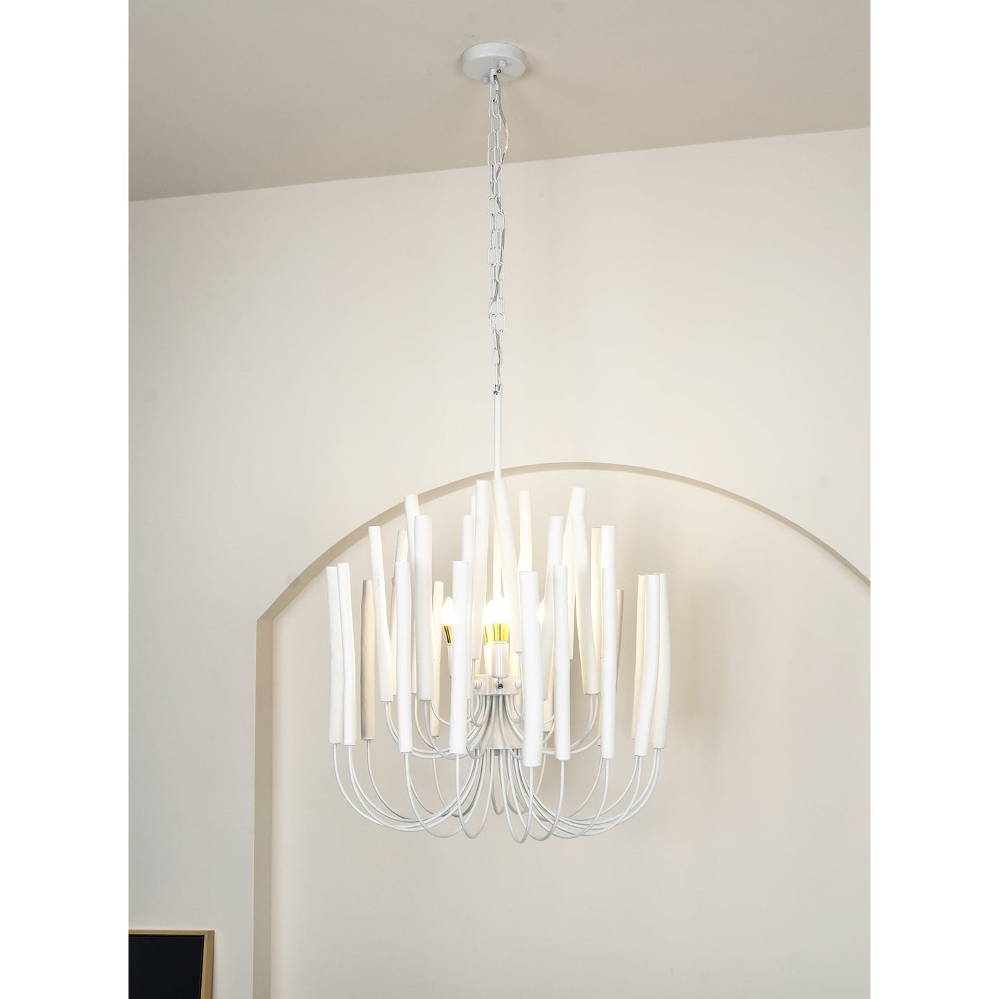 Swinton Chandelier | White Wood & Metal | Multiple Head Options