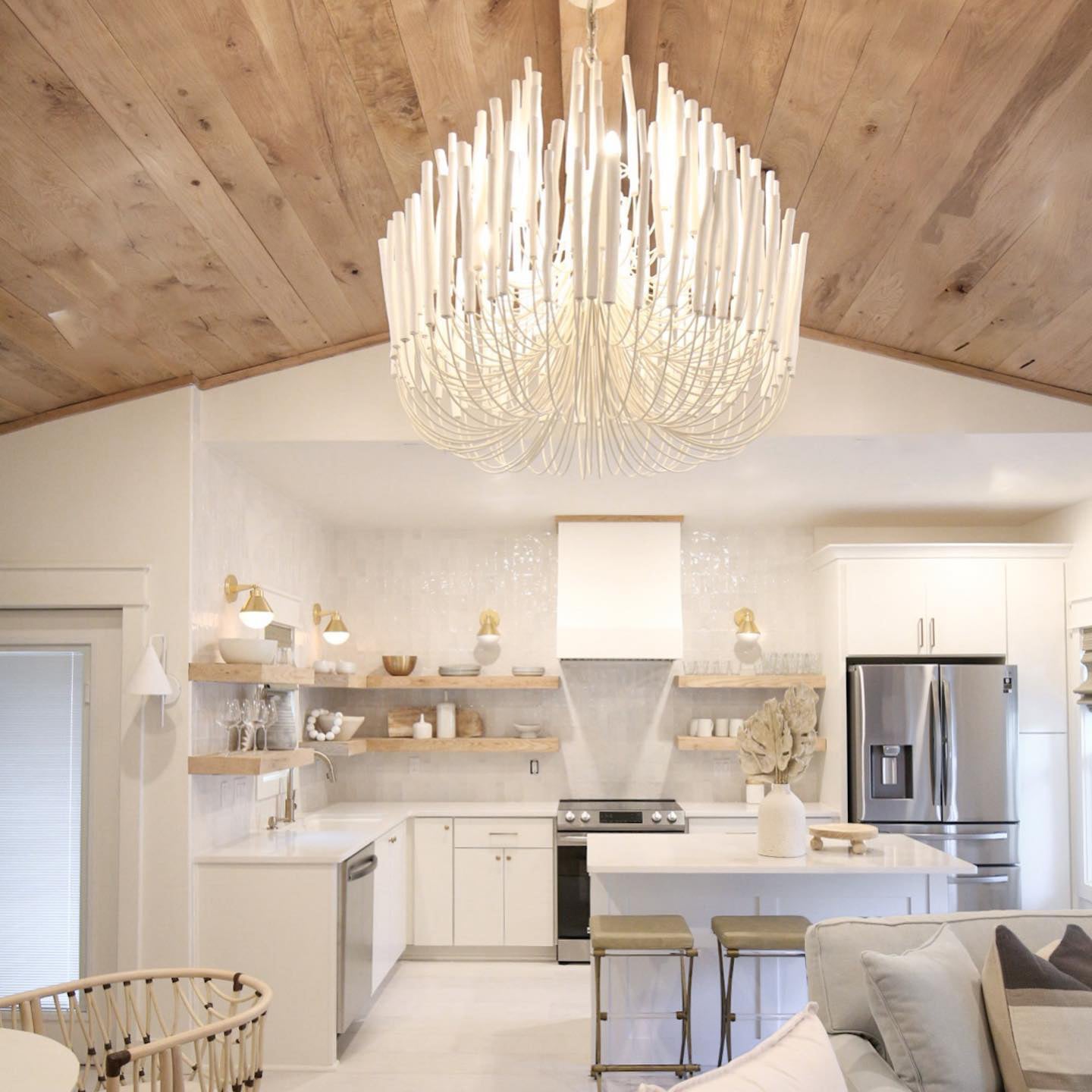 Swinton Chandelier | White Wood & Metal | Multiple Head Options