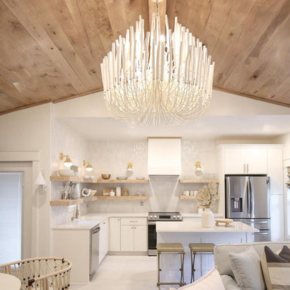 Swinton Chandelier | White Wood & Metal | Multiple Head Options