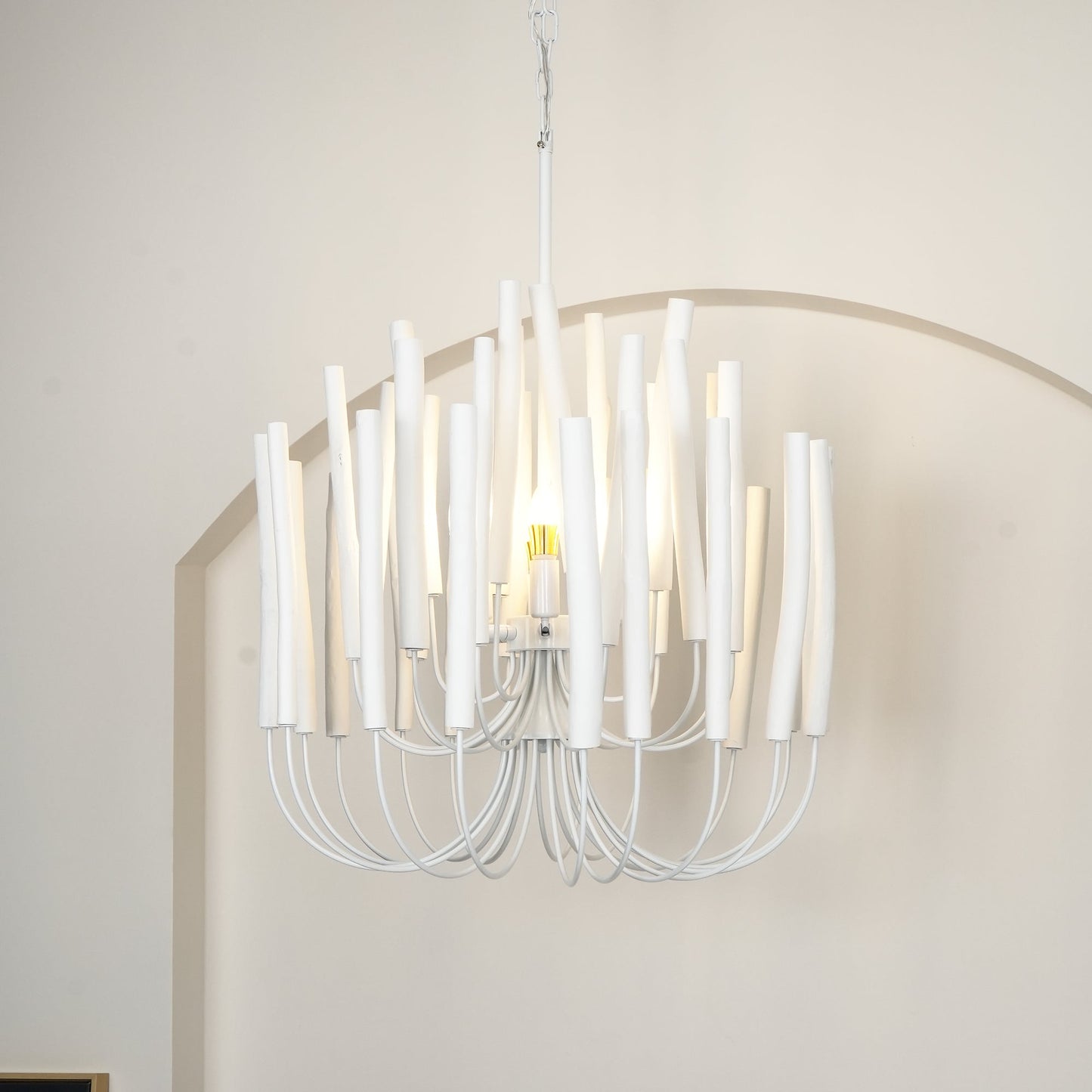 Swinton Chandelier | White Wood & Metal | Multiple Head Options