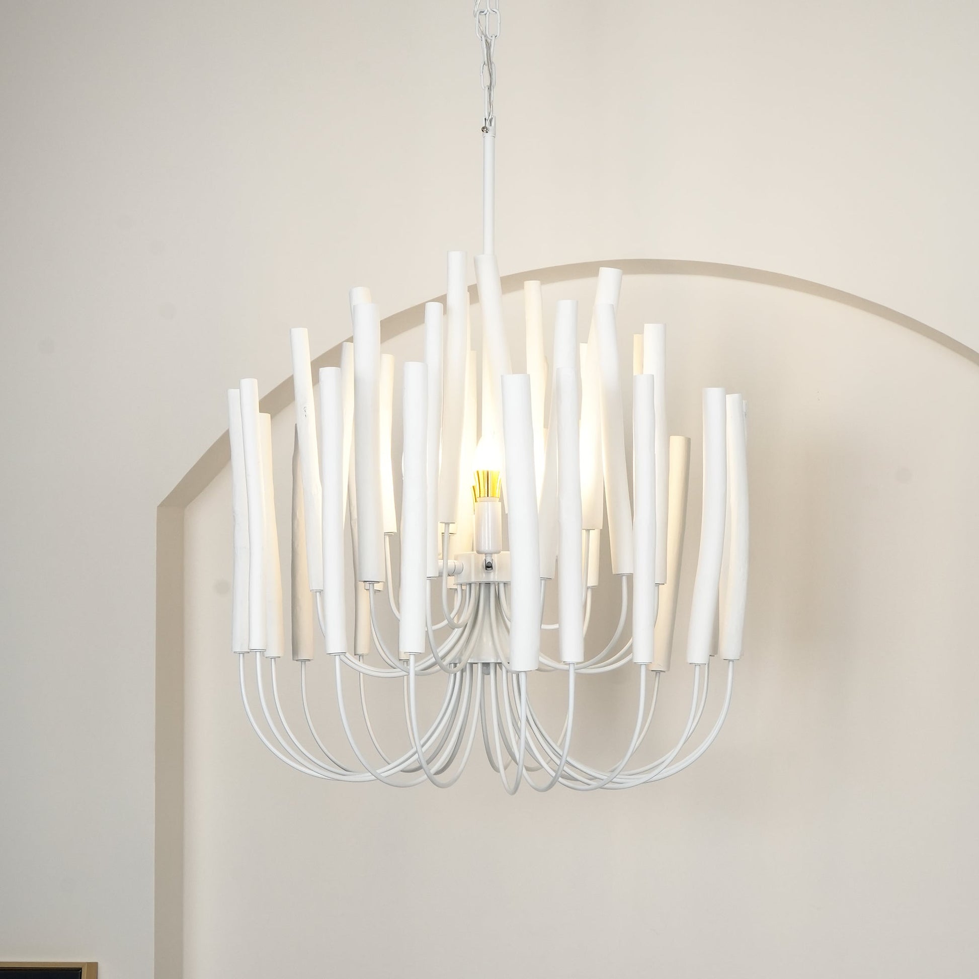 Swinton Chandelier | White Wood & Metal | Multiple Head Options