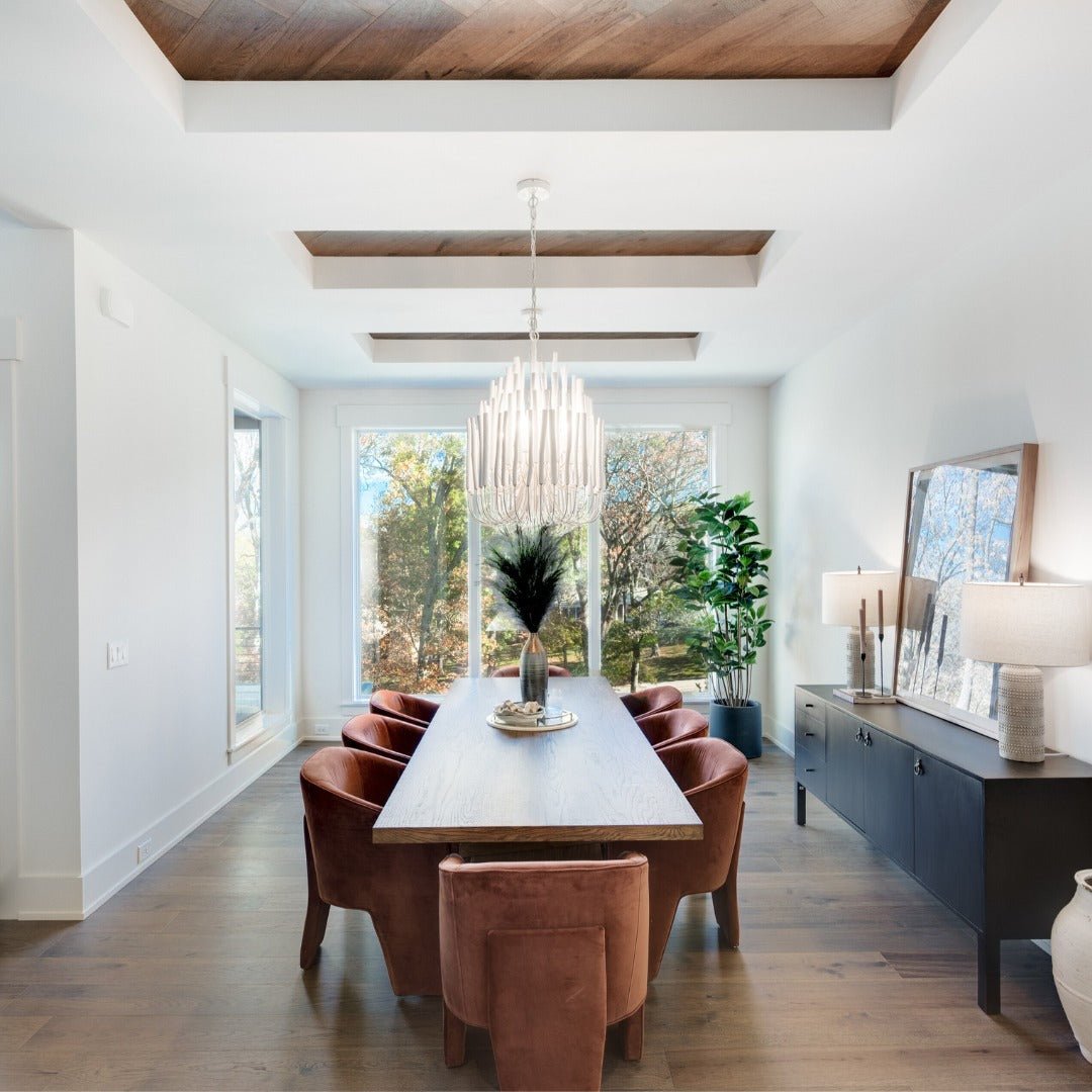 Swinton Chandelier | White Wood & Metal | Multiple Head Options