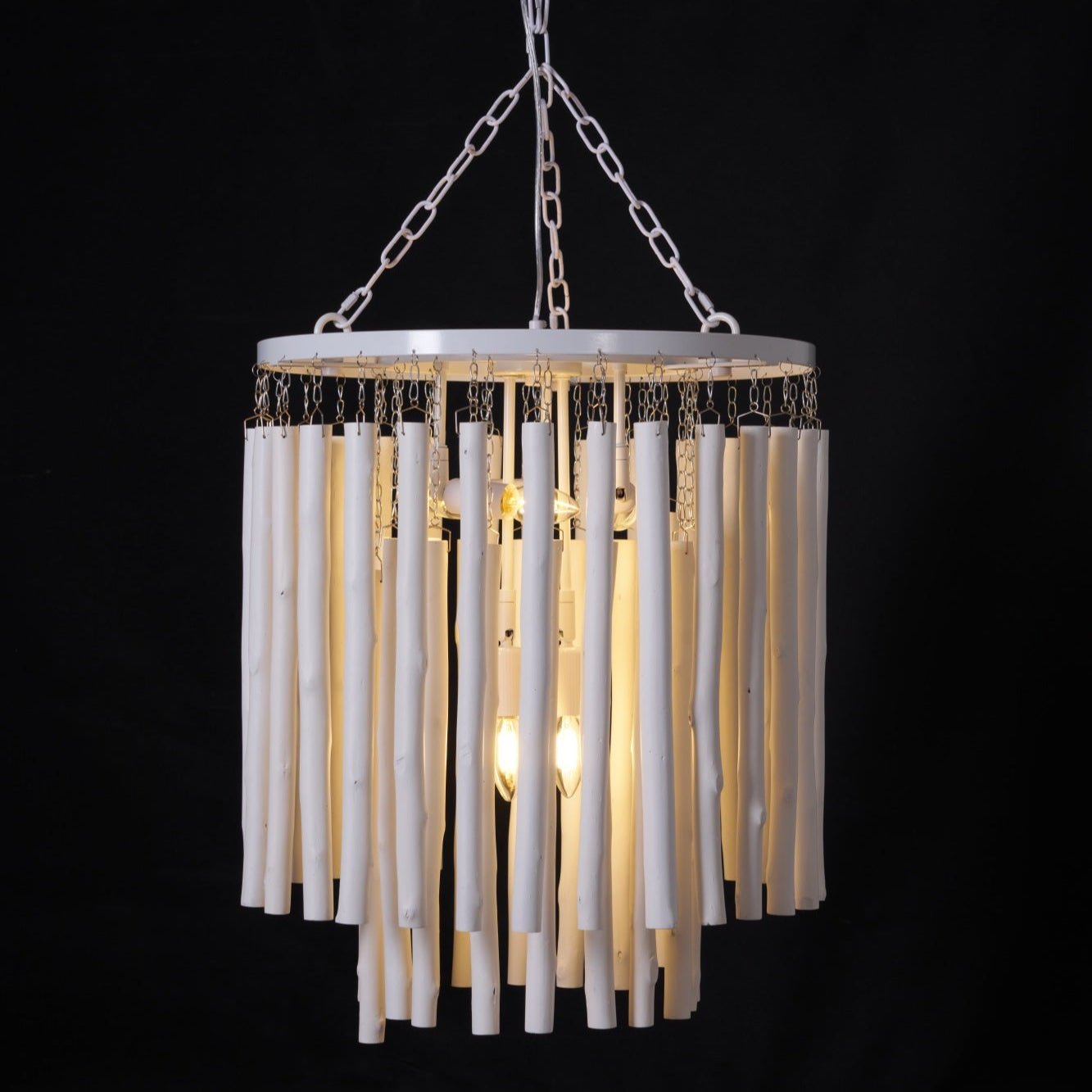 Swinton Chandelier | White Wood & Metal | Multiple Head Options