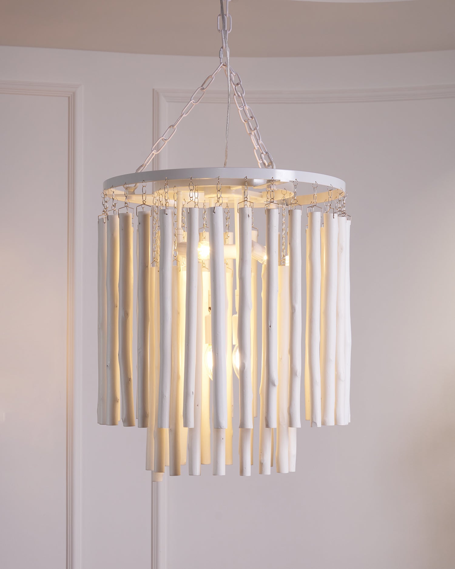 Swinton Chandelier | White Wood & Metal | Multiple Head Options
