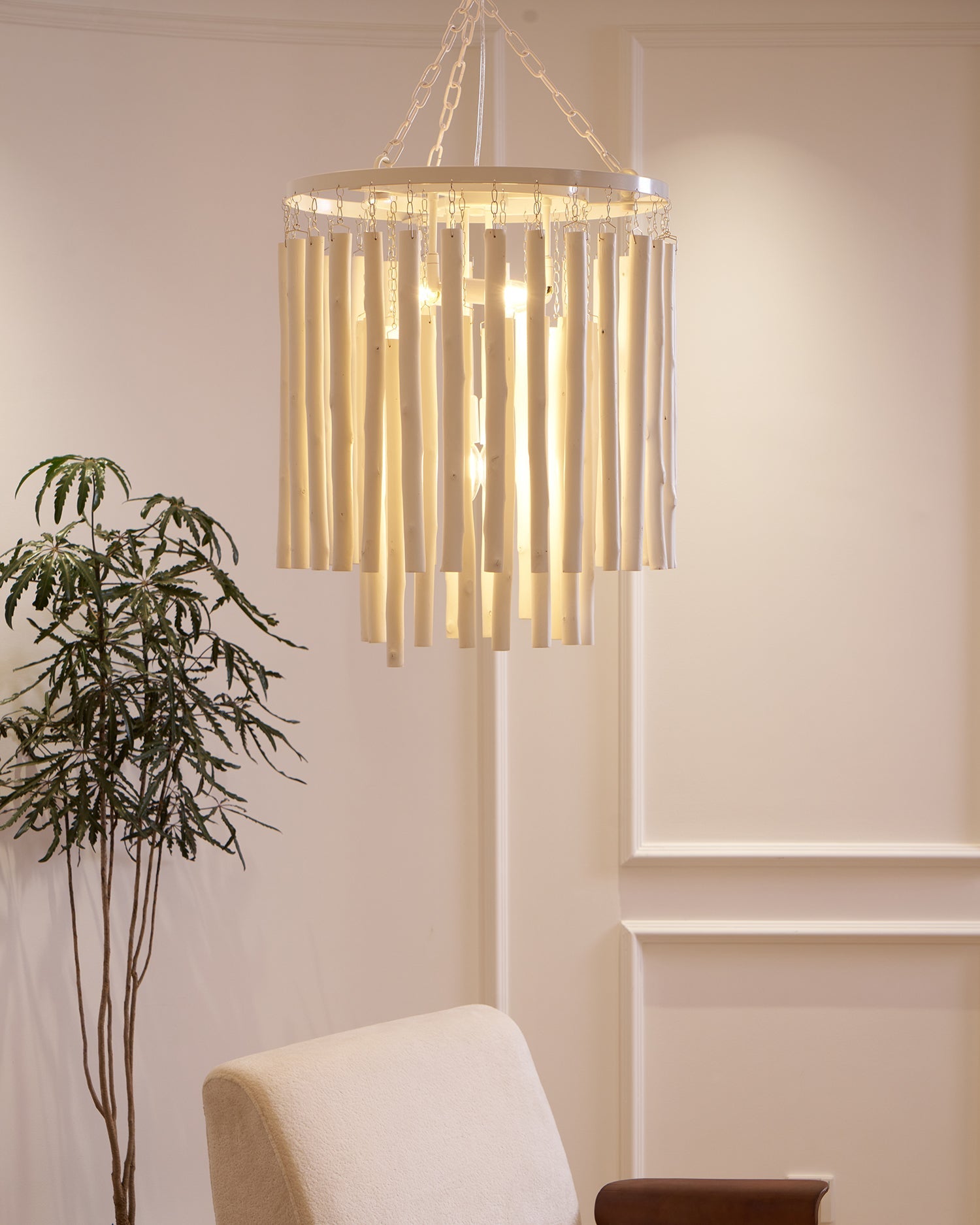 Swinton Chandelier | White Wood & Metal | Multiple Head Options