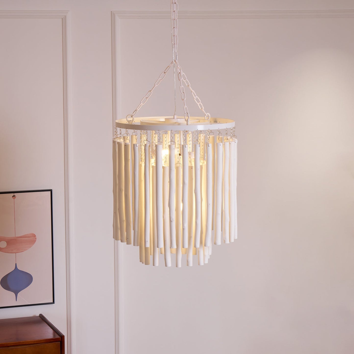 Swinton Chandelier | White Wood & Metal | Multiple Head Options